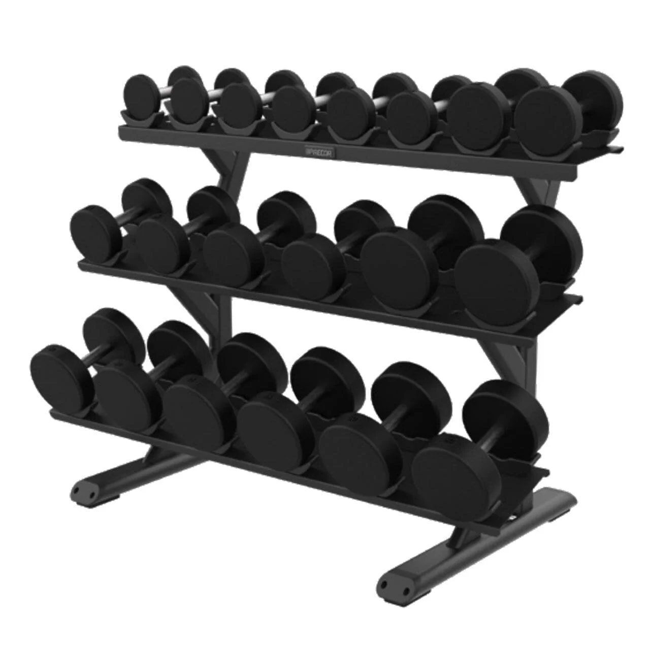 Precor Vitality Series 3-Tier, 10-Pair, Saddle Tray Dumbbell Rack (VBR 6814) - Image 2