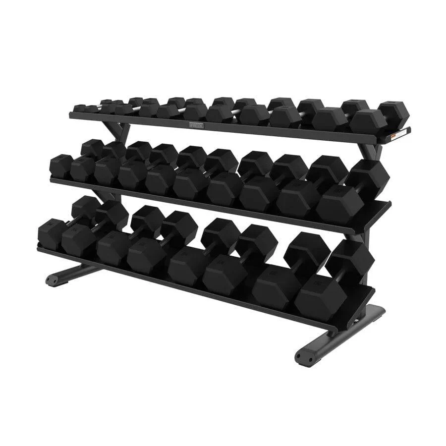 Precor Vitality Series 3-Tier, 15-Pair, Flat Tray Dumbbell Rack (VBR 6805) - Image 2