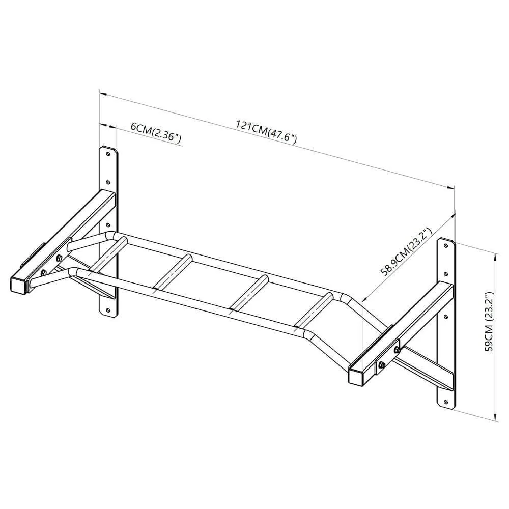 Top Fitness Wall Mounted Multi-Grip Pull Up Bar - Image 6